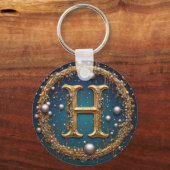 Porte-clés Lettre initiale H en monogramme doré (Recto)