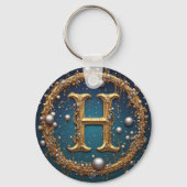 Porte-clés Lettre initiale H en monogramme doré (Verso)