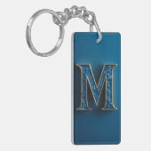 Porte-clés Lettre initiale M bleu Monogramme (Devant gauche)