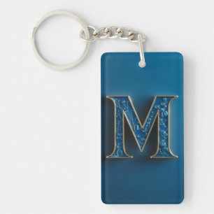 Porte-clés Lettre initiale M bleu Monogramme