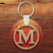 Porte-clés Lettre initiale M Monogramme doré pailleté (Verso)