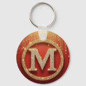 Porte-clés Lettre initiale M Monogramme doré pailleté (Verso)
