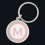 Porte-clés LETTRE INITIALE MINIMALE Pink Classic<br><div class="desc">Porte - clé monogrammé moderne avec monogramme initial en rose et blanc.</div>