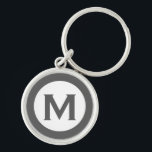 PORTE-CLÉS LETTRE INITIALE MONÂTRE MORALE GRECQUE<br><div class="desc">Porte - clé monogrammé moderne avec monogramme initial en gris et blanc.</div>