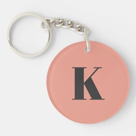 Porte-clés Lettre initiale | Monogramme Moderne Peach Design (Devant)