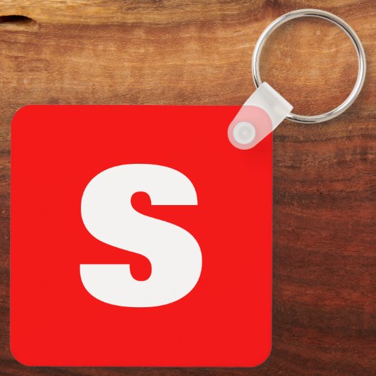 Porte-clés Lettre initiale Monogramme Style moderne Rouge Bla (Verso)