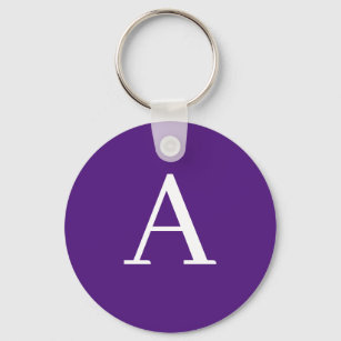 Porte-clés Lettre initiale Monogramme Style moderne violet et
