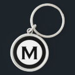 PORTE-CLÉS LETTRE INITIALE MONOGRAPHIQUE NOIR BLANC<br><div class="desc">Porte - clé monogrammé moderne avec initiale monogramme en noir et blanc.</div>