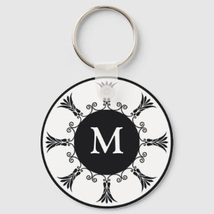 Porte-clés Lettre initiale Porte - clé Monogramme : Noir
