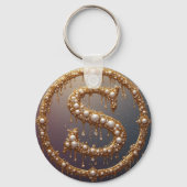 Porte-clés Lettre initiale S en monogramme doré (Verso)