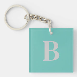 PORTE-CLÉS LETTRE INITIALE TURQUOISE CLAIRE UNIQUE