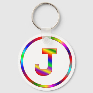 Porte-clés Lettre J Arc-en-ciel