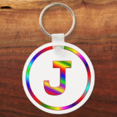 Porte-clés Lettre J Arc-en-ciel (Recto)