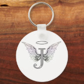 Porte-clés Lettre J Monogramme initial avec ailes angéliques  (Recto)