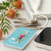 Porte-clés Lettre J Monogramme initial Floral Couleur personn (Devant droit)