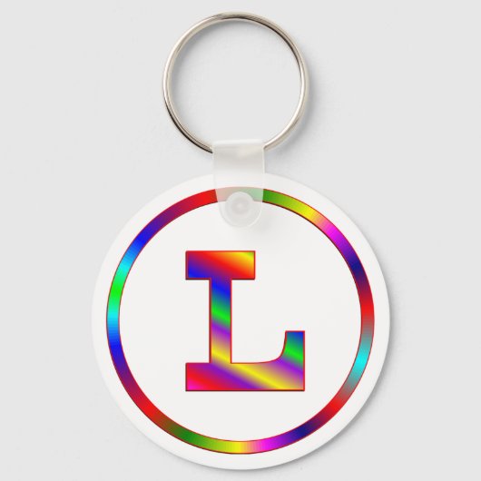 Porte-clés Lettre L arc-en-ciel (Recto)