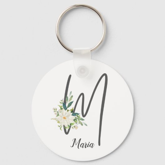 Porte-clés Lettre M Monogramme Blush (Recto)