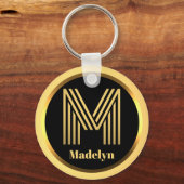 Porte-clés Lettre M or monogramme Porte - clé personnalisé (Recto)