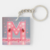 Porte-clés Lettre M Rose Pour Accessoire Personnalisé Quotidi (Dos)