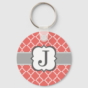 PORTE-CLÉS LETTRE MONOGRAPHIQUE BLANCHE DE CORAL J QUATREFIL