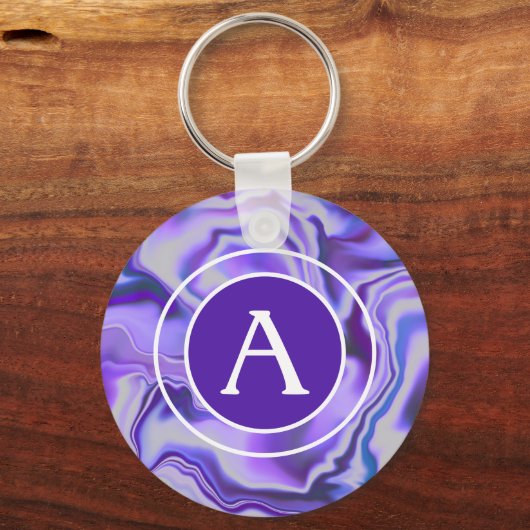 PORTE-CLÉS LETTRE MONOGRAPHIQUE BLEUE ET POLONNE EN MARBRE CL (Recto)