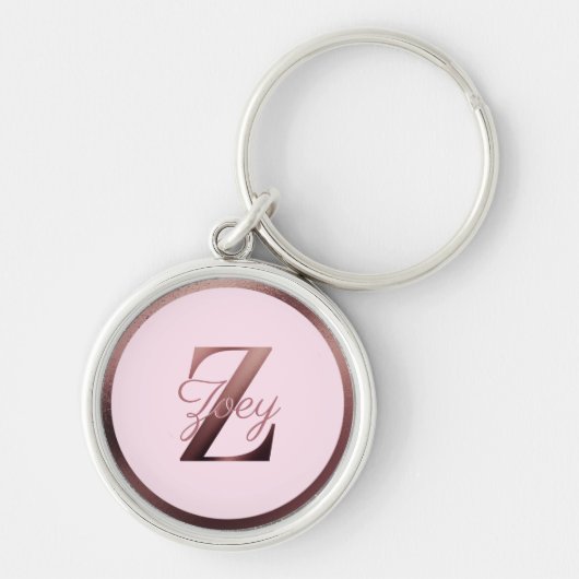 Porte-clés LETTRE MONOGRAPHIQUE OR Rose rose élégant Z (Devant)