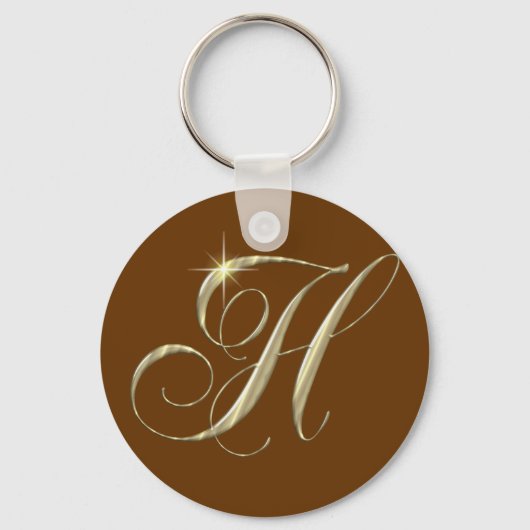 Porte-clés Lettre or H Monogramme Cadeau initial (Recto)