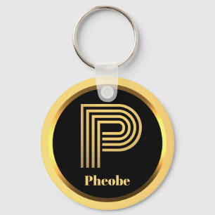 Porte-clés Lettre P or monogramme Personnalisée