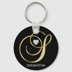 Porte-clés Lettre S décorée d'un monogramme personnalisée