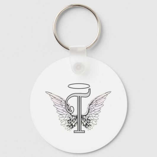 Porte-clés Lettre T Monogramme initial avec ailes angéliques  (Recto)