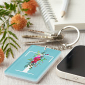 Porte-clés Lettre T Monogramme initial Floral Couleur personn (Devant droit)