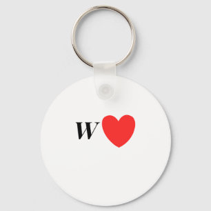 Porte-clés Lettre W Cœur - Conception d'amour initiale de la