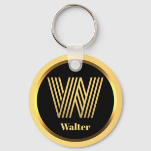 Porte-clés Lettre W or monogramme Porte - clé personnalisé
