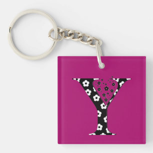Porte-clés Lettre Y à motif floral