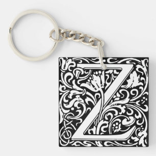 Porte-clés Lettre Z Art nouveau Carrelage noir et blanc