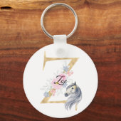 Porte-clés Lettre Z nom personnalisé monogramme avec cheval D (Recto)