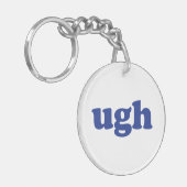 Porte-clés Lettres bleues "Ugh" acrylique blanche (Devant gauche)