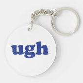 Porte-clés Lettres bleues "Ugh" acrylique blanche (Dos)