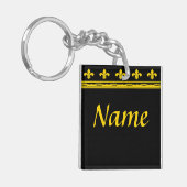 Porte-clés Lettres et numéros Fleur De Lis Noir & Or (Devant gauche)