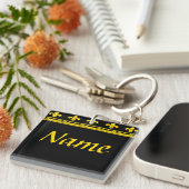 Porte-clés Lettres et numéros Fleur De Lis Noir & Or (Devant Droit)