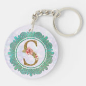 Porte-clés Lettres Initiales Monogramme Élégant avec Mandala (Dos)