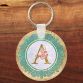 Porte-clés Lettres Initiales Monogramme Élégant avec Mandala (Recto)