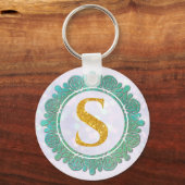 Porte-clés Lettres Initiales Monogramme Élégant avec Mandala (Recto)