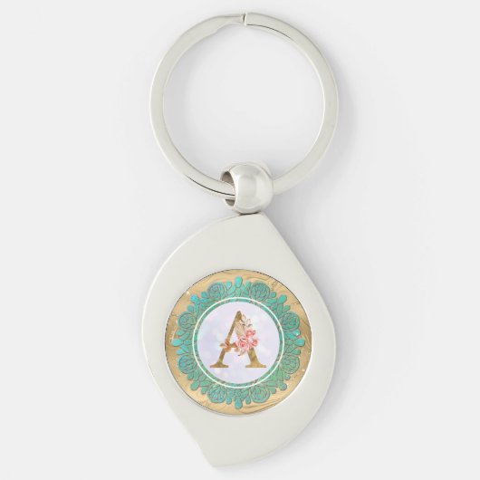 Porte-clés Lettres Initiales Monogrammes Élégantes avec Manda (Devant)