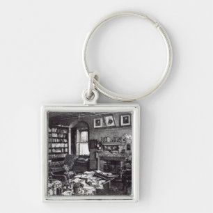 Porte-clés L'étude de Charles Darwin à vers le bas logent,