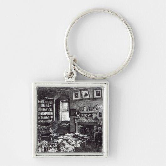 Porte-clés L'étude de Charles Darwin à vers le bas logent, (Devant)