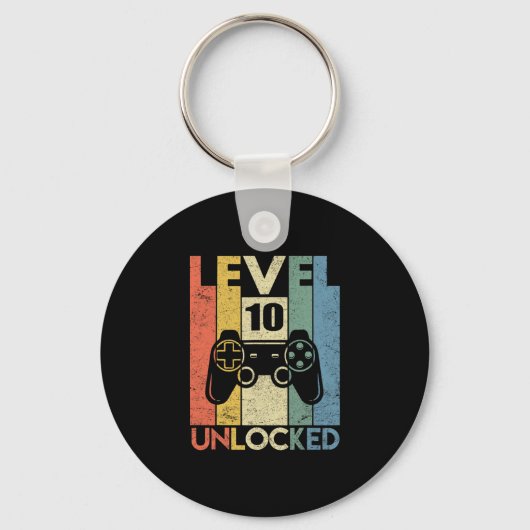 Porte-clés Level 10 Unlocked Funny Video Gamer 10th Birthday (Recto)