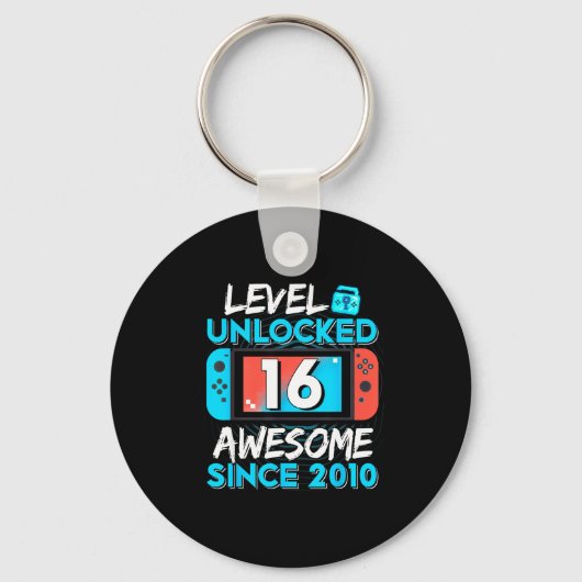 Porte-clés Level 16 Unlocked Awesome Since 2010 16th Birthday (Recto)