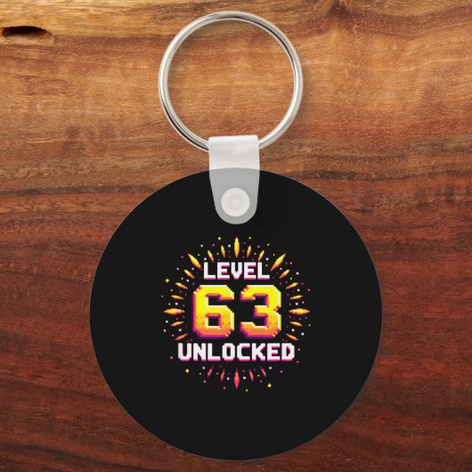 Porte-clés Level 63 Unlocked Birthday Gift Gamer Milestone (Recto)