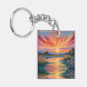Porte-clés Lever de soleil à l'aquarelle de l'étang (Devant gauche)